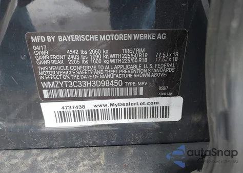 2017 Mini Countryman Cooper S из США, поврежденный, VIN WMZYT3C33H3D98450